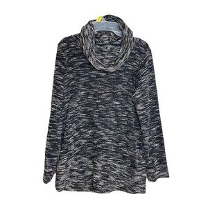 Daisy Fuentes Sweater Womens Medium Cowl Neck Blue White Long Sleeve Shirt